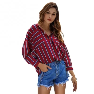 Kandiny - Ladies large size long sleeve striped shirt