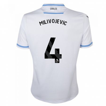 Kandiny Lapset Luka Milivojevic #4 Valkoinen Vieraspaita 2023/24 Lyhythihainen Paita T-Paita