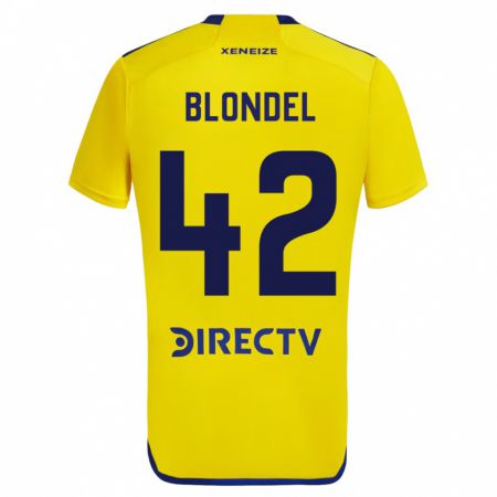 Kandiny Lapset Lucas Blondel #42 Keltainen Vieraspaita 2023/24 Lyhythihainen Paita T-Paita