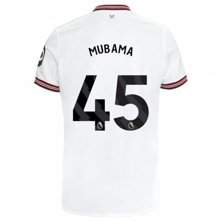Kandiny Miesten Divin Mubama #45 Valkoinen Vieraspaita 2023/24 Lyhythihainen Paita T-Paita