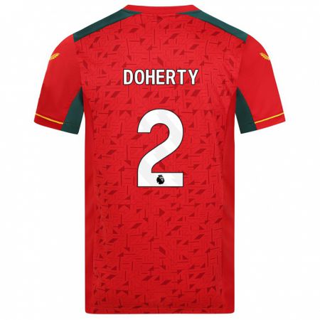 Kandiny Naisten Matt Doherty #2 Punainen Vieraspaita 2023/24 Lyhythihainen Paita T-Paita