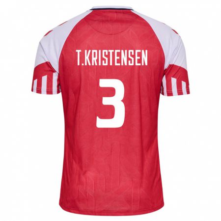 Kandiny Lapset Tanskan Thomas Kristensen #3 Punainen Kotipaita 24-26 Lyhythihainen Paita T-Paita