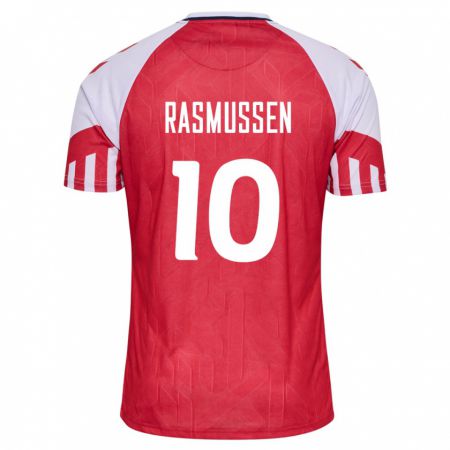 Kandiny Lapset Tanskan Christian Rasmussen #10 Punainen Kotipaita 24-26 Lyhythihainen Paita T-Paita