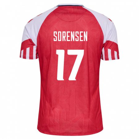 Kandiny Lapset Tanskan Oliver Sörensen #17 Punainen Kotipaita 24-26 Lyhythihainen Paita T-Paita