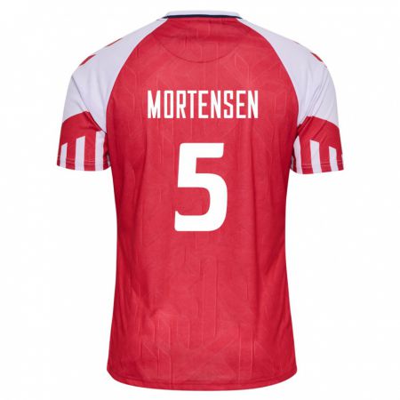 Kandiny Lapset Tanskan Gustav Mortensen #5 Punainen Kotipaita 24-26 Lyhythihainen Paita T-Paita