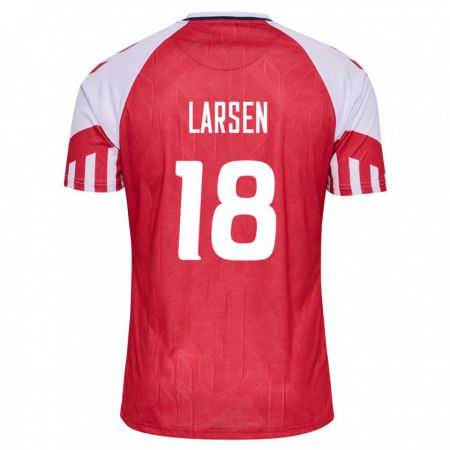 Kandiny Lapset Tanskan Lukas Larsen #18 Punainen Kotipaita 24-26 Lyhythihainen Paita T-Paita
