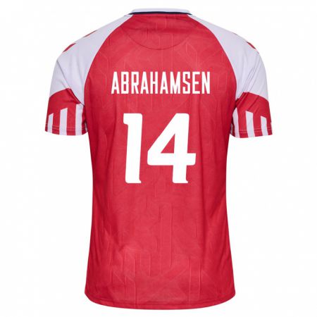Kandiny Lapset Tanskan Mads Abrahamsen #14 Punainen Kotipaita 24-26 Lyhythihainen Paita T-Paita