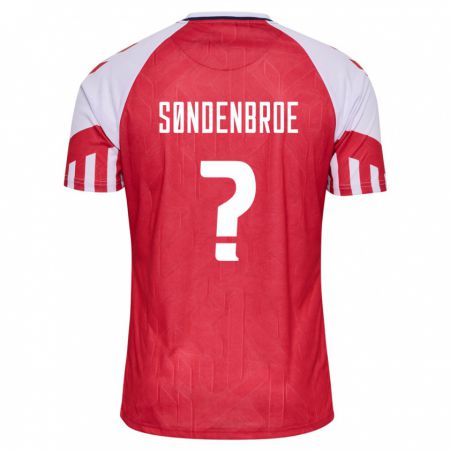 Kandiny Lapset Tanskan Andreas Søndenbroe #0 Punainen Kotipaita 24-26 Lyhythihainen Paita T-Paita
