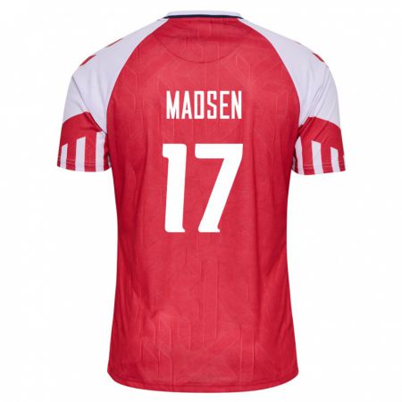 Kandiny Lapset Tanskan Nicolas Madsen #17 Punainen Kotipaita 24-26 Lyhythihainen Paita T-Paita