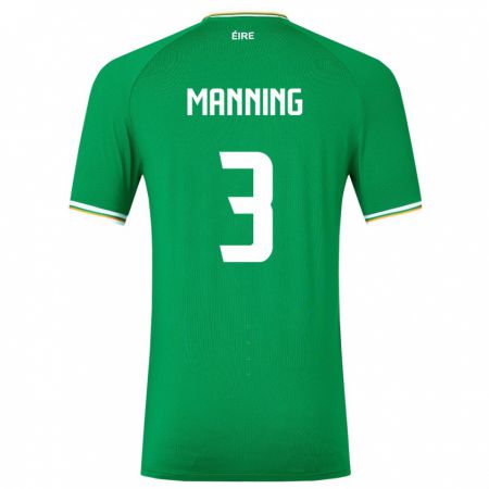 Kandiny Lapset Irlanti Ryan Manning #3 Vihreä Kotipaita 24-26 Lyhythihainen Paita T-Paita