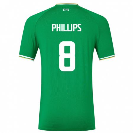 Kandiny Lapset Irlanti Killian Phillips #8 Vihreä Kotipaita 24-26 Lyhythihainen Paita T-Paita