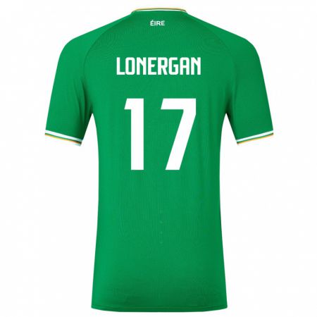 Kandiny Lapset Irlanti Tom Lonergan #17 Vihreä Kotipaita 24-26 Lyhythihainen Paita T-Paita