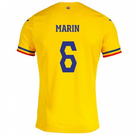 Kandiny Lapset Romania Marius Marin #6 Keltainen Kotipaita 24-26 Lyhythihainen Paita T-Paita