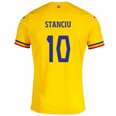 Kandiny Lapset Romania Nicolae Stanciu #10 Keltainen Kotipaita 24-26 Lyhythihainen Paita T-Paita