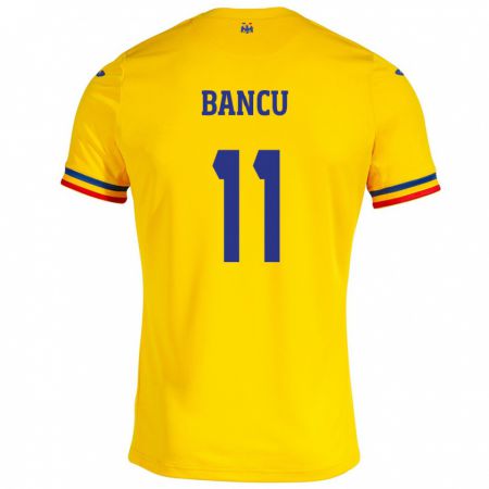 Kandiny Lapset Romania Nicuşor Bancu #11 Keltainen Kotipaita 24-26 Lyhythihainen Paita T-Paita