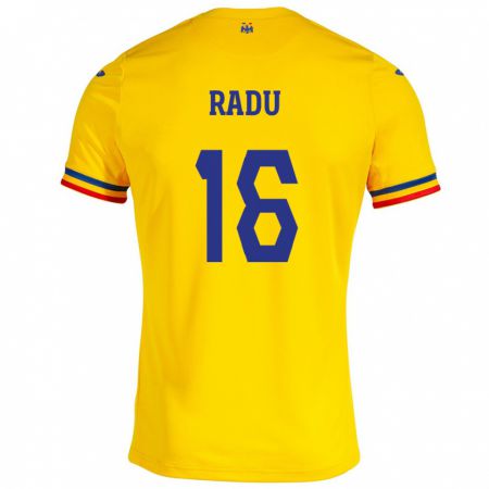 Kandiny Lapset Romania Andrei Radu #16 Keltainen Kotipaita 24-26 Lyhythihainen Paita T-Paita