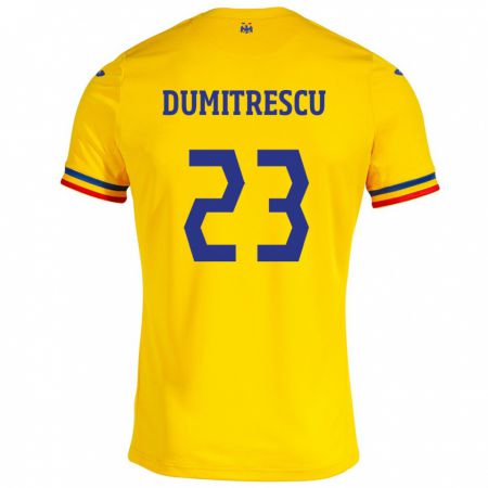 Kandiny Lapset Romania Andres Dumitrescu #23 Keltainen Kotipaita 24-26 Lyhythihainen Paita T-Paita