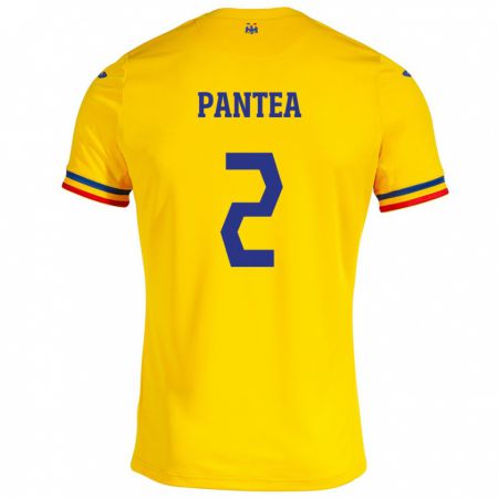 Kandiny Lapset Romania Alexandru Pantea #2 Keltainen Kotipaita 24-26 Lyhythihainen Paita T-Paita