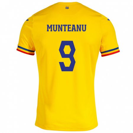 Kandiny Lapset Romania Louis Munteanu #9 Keltainen Kotipaita 24-26 Lyhythihainen Paita T-Paita