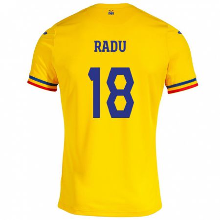 Kandiny Lapset Romania Denis Radu #18 Keltainen Kotipaita 24-26 Lyhythihainen Paita T-Paita