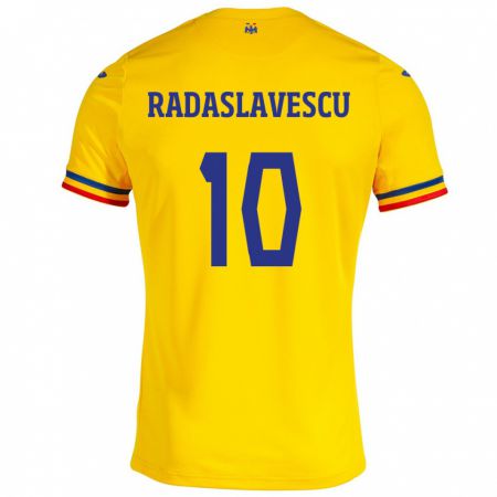 Kandiny Lapset Romania Eduard Radaslavescu #10 Keltainen Kotipaita 24-26 Lyhythihainen Paita T-Paita
