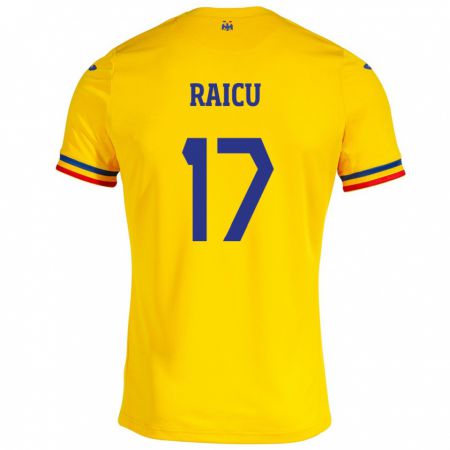 Kandiny Lapset Romania Alin Raicu #17 Keltainen Kotipaita 24-26 Lyhythihainen Paita T-Paita