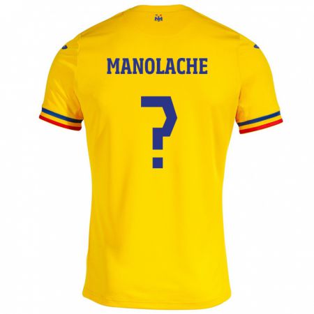Kandiny Lapset Romania Luca Manolache #0 Keltainen Kotipaita 24-26 Lyhythihainen Paita T-Paita