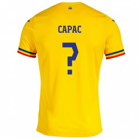 Kandiny Lapset Romania Alexandru Capac #0 Keltainen Kotipaita 24-26 Lyhythihainen Paita T-Paita