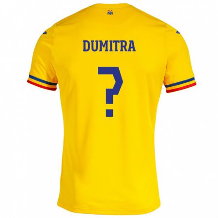 Kandiny Lapset Romania John Dumitra #0 Keltainen Kotipaita 24-26 Lyhythihainen Paita T-Paita