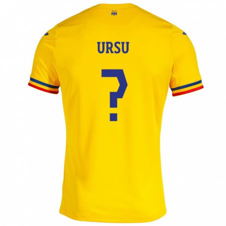 Kandiny Lapset Romania Eduard Ursu #0 Keltainen Kotipaita 24-26 Lyhythihainen Paita T-Paita