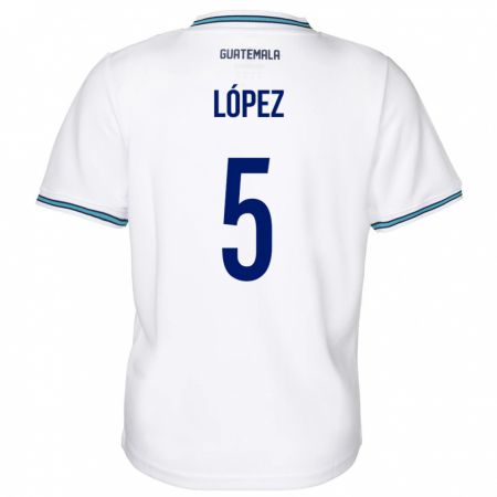 Kandiny Lapset Guatemala Jeffery López #5 Valkoinen Kotipaita 24-26 Lyhythihainen Paita T-Paita