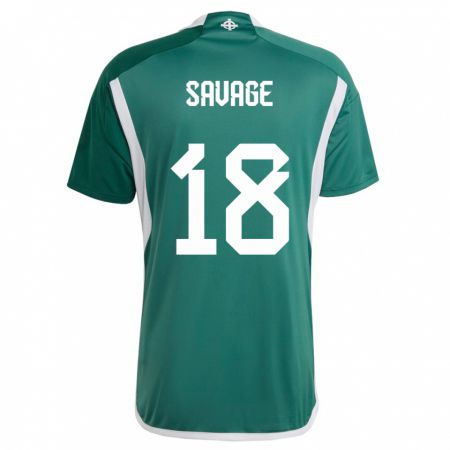 Kandiny Lapset Pohjois-Irlanti Troy Savage #18 Vihreä Kotipaita 24-26 Lyhythihainen Paita T-Paita