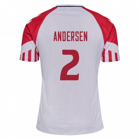 Kandiny Lapset Tanskan Joachim Andersen #2 Valkoinen Vieraspaita 24-26 Lyhythihainen Paita T-Paita