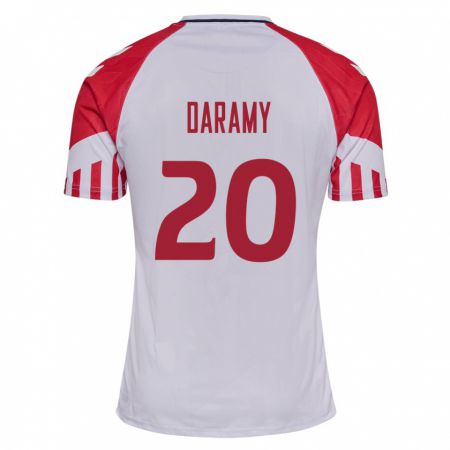 Kandiny Lapset Tanskan Mohamed Daramy #20 Valkoinen Vieraspaita 24-26 Lyhythihainen Paita T-Paita