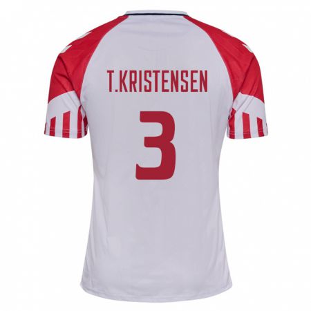 Kandiny Lapset Tanskan Thomas Kristensen #3 Valkoinen Vieraspaita 24-26 Lyhythihainen Paita T-Paita