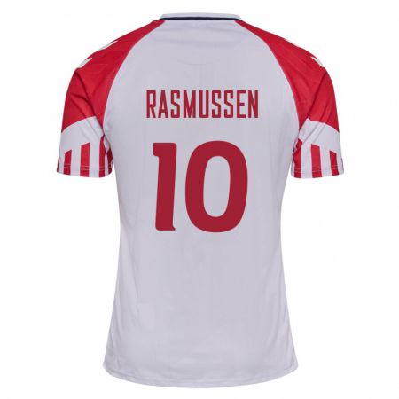 Kandiny Lapset Tanskan Christian Rasmussen #10 Valkoinen Vieraspaita 24-26 Lyhythihainen Paita T-Paita