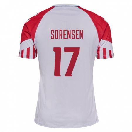 Kandiny Lapset Tanskan Oliver Sörensen #17 Valkoinen Vieraspaita 24-26 Lyhythihainen Paita T-Paita