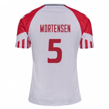 Kandiny Lapset Tanskan Gustav Mortensen #5 Valkoinen Vieraspaita 24-26 Lyhythihainen Paita T-Paita