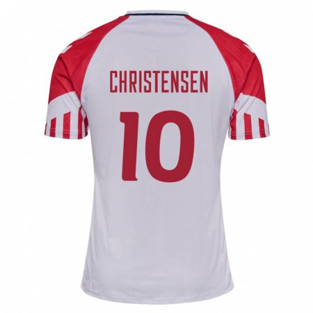 Kandiny Lapset Tanskan Gustav Christensen #10 Valkoinen Vieraspaita 24-26 Lyhythihainen Paita T-Paita