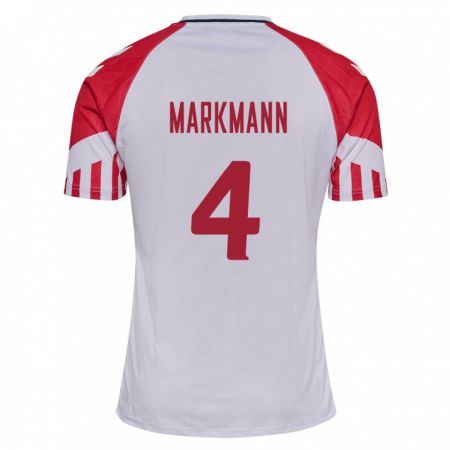 Kandiny Lapset Tanskan Noah Markmann #4 Valkoinen Vieraspaita 24-26 Lyhythihainen Paita T-Paita