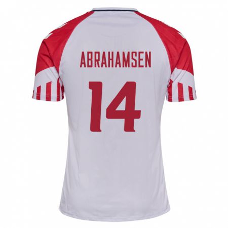 Kandiny Lapset Tanskan Mads Abrahamsen #14 Valkoinen Vieraspaita 24-26 Lyhythihainen Paita T-Paita