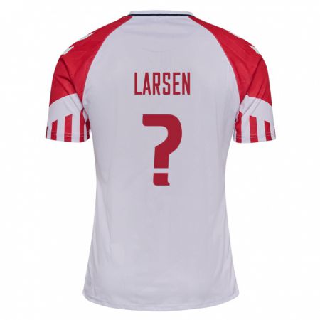 Kandiny Lapset Tanskan Sander Larsen #0 Valkoinen Vieraspaita 24-26 Lyhythihainen Paita T-Paita