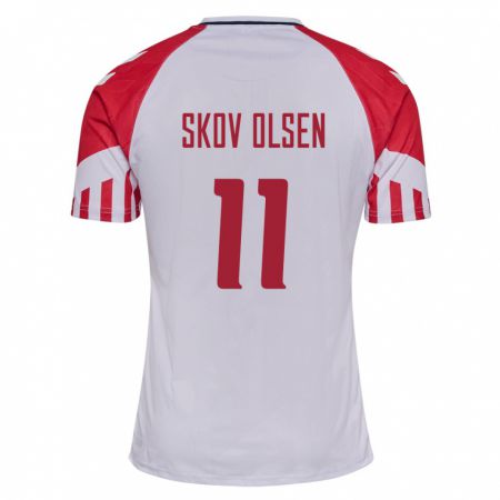 Kandiny Lapset Tanskan Andreas Skov Olsen #11 Valkoinen Vieraspaita 24-26 Lyhythihainen Paita T-Paita