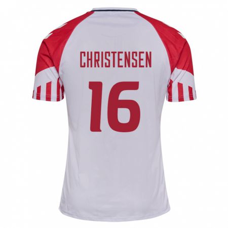 Kandiny Lapset Tanskan Oliver Christensen #16 Valkoinen Vieraspaita 24-26 Lyhythihainen Paita T-Paita