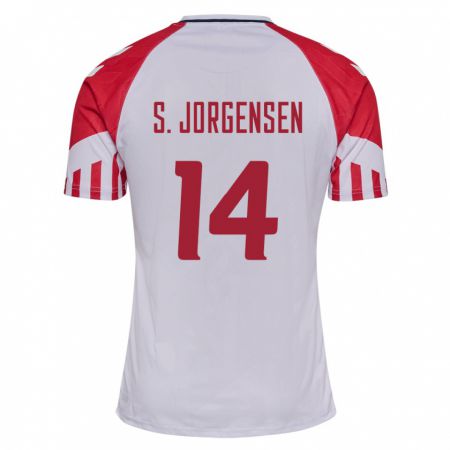 Kandiny Lapset Tanskan Sebastian Jorgensen #14 Valkoinen Vieraspaita 24-26 Lyhythihainen Paita T-Paita