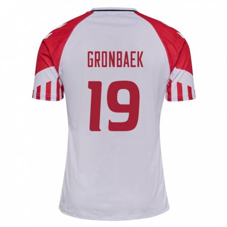 Kandiny Lapset Tanskan Albert Gronbaek #19 Valkoinen Vieraspaita 24-26 Lyhythihainen Paita T-Paita