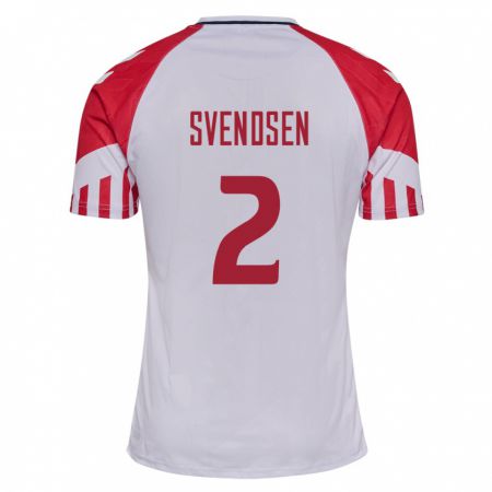 Kandiny Lapset Tanskan Oliver Svendsen #2 Valkoinen Vieraspaita 24-26 Lyhythihainen Paita T-Paita