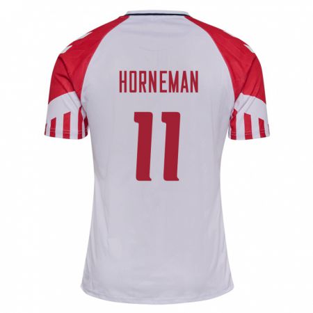 Kandiny Lapset Tanskan Charly Horneman #11 Valkoinen Vieraspaita 24-26 Lyhythihainen Paita T-Paita
