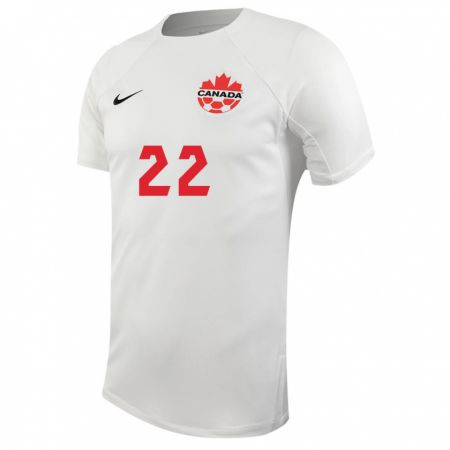 Kandiny Lapset Kanadan Richie Laryea #22 Valkoinen Vieraspaita 24-26 Lyhythihainen Paita T-Paita