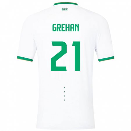 Kandiny Lapset Irlanti Sean Grehan #21 Valkoinen Vieraspaita 24-26 Lyhythihainen Paita T-Paita